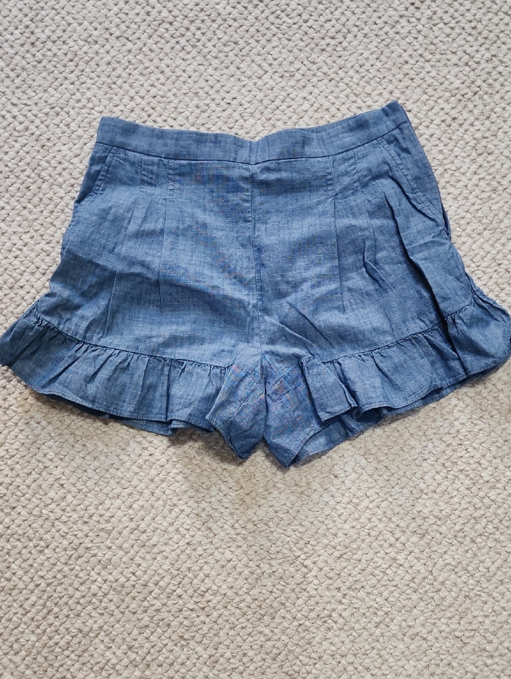 J. Crew Chambray Ruffle-Hem Shorts - Blue Sz 4
